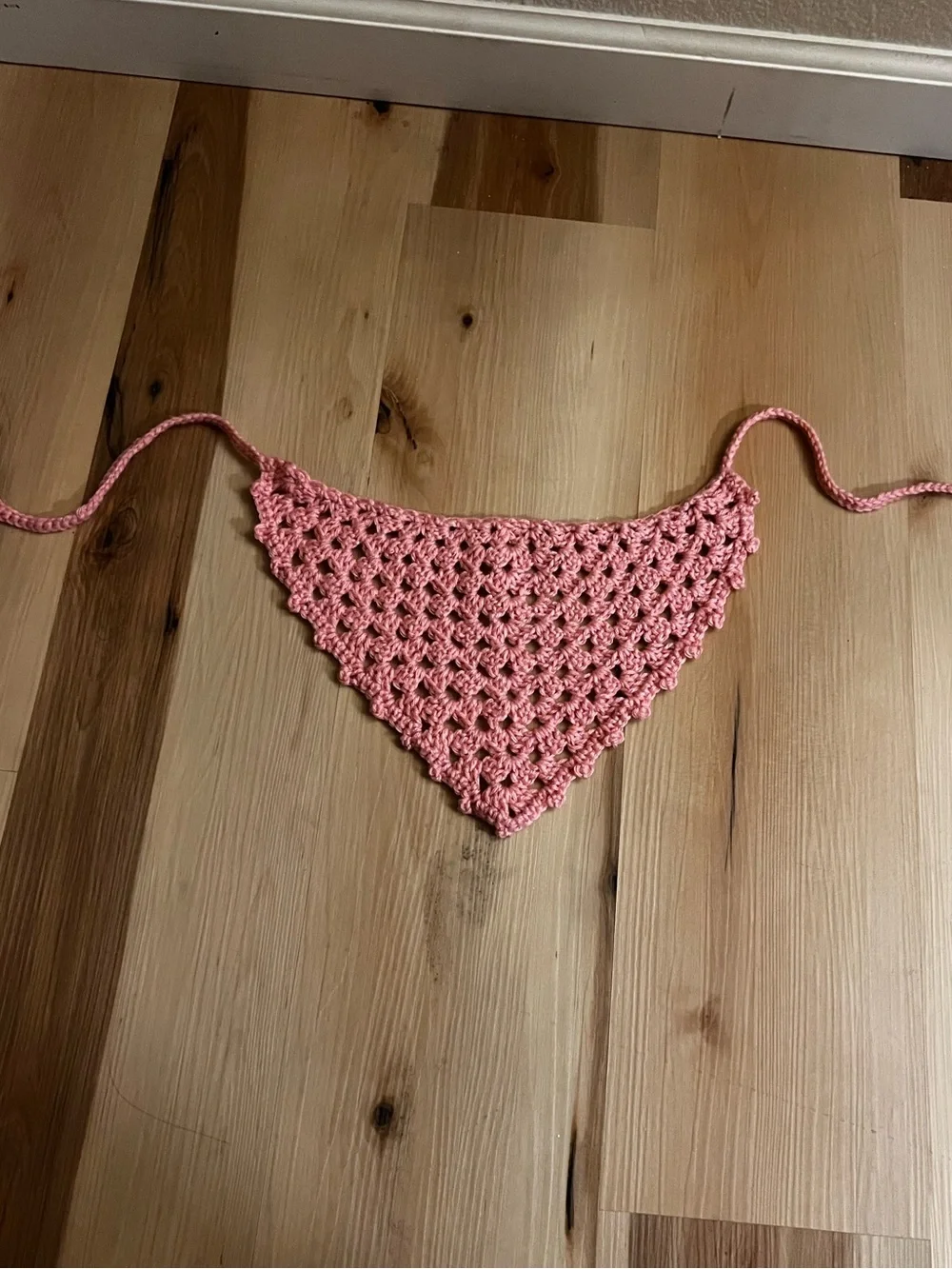 Handmade Crochet Triangle Bandana - Pink